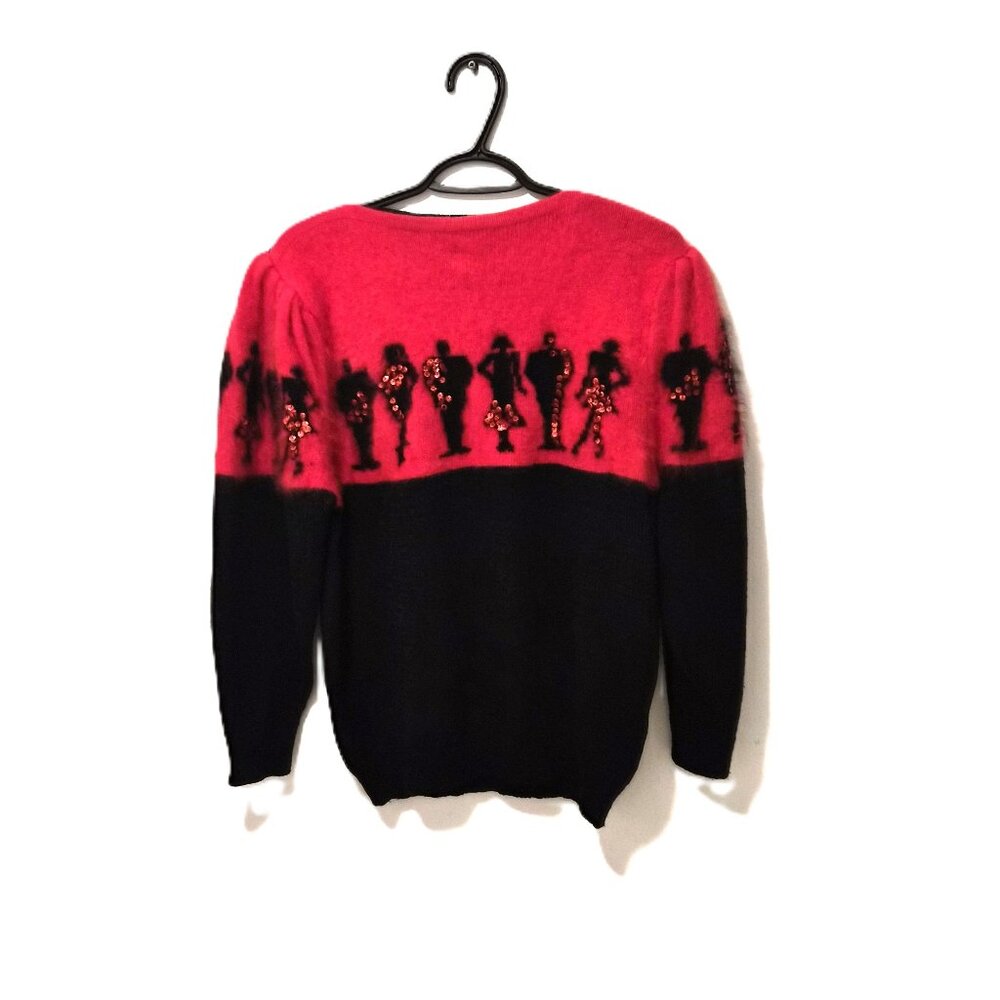 Vintage 80s Olsen Europe Angora Sequin Sweater Made in Italy Post Disco New Wave